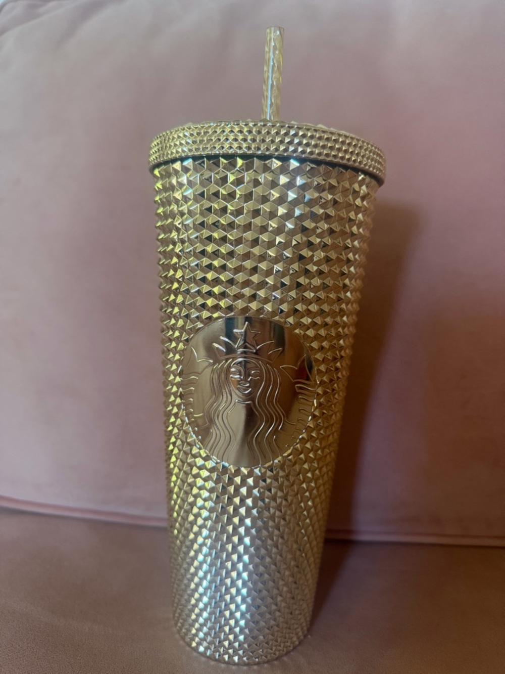 Starbucks Metallic Gold Studded Cold Cup with Straw